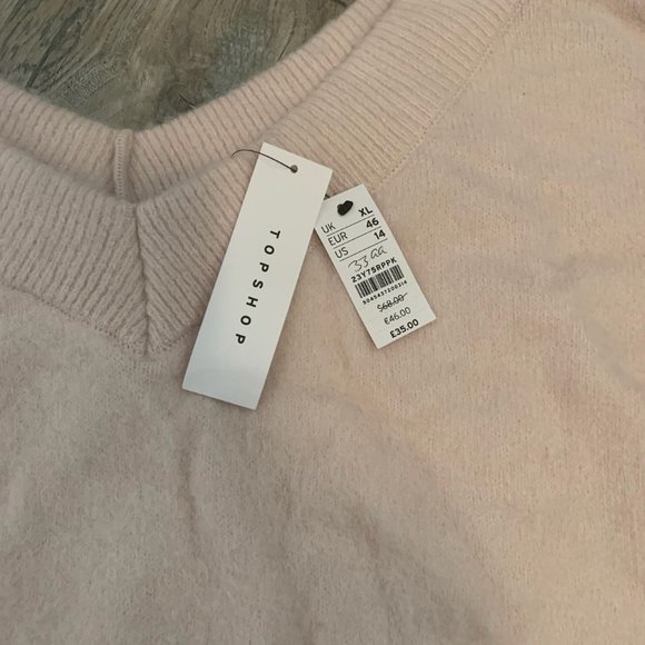 NWT TOPSHOP PINK FUZZY V-NECK SWEATER 14 - Picture 3 of 6